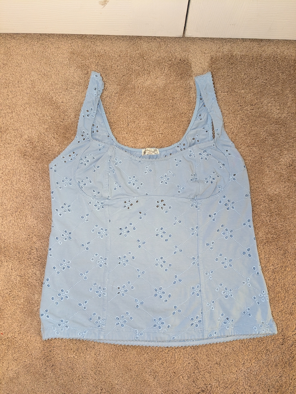 Free People Light Blue Eyelet Corset Tank